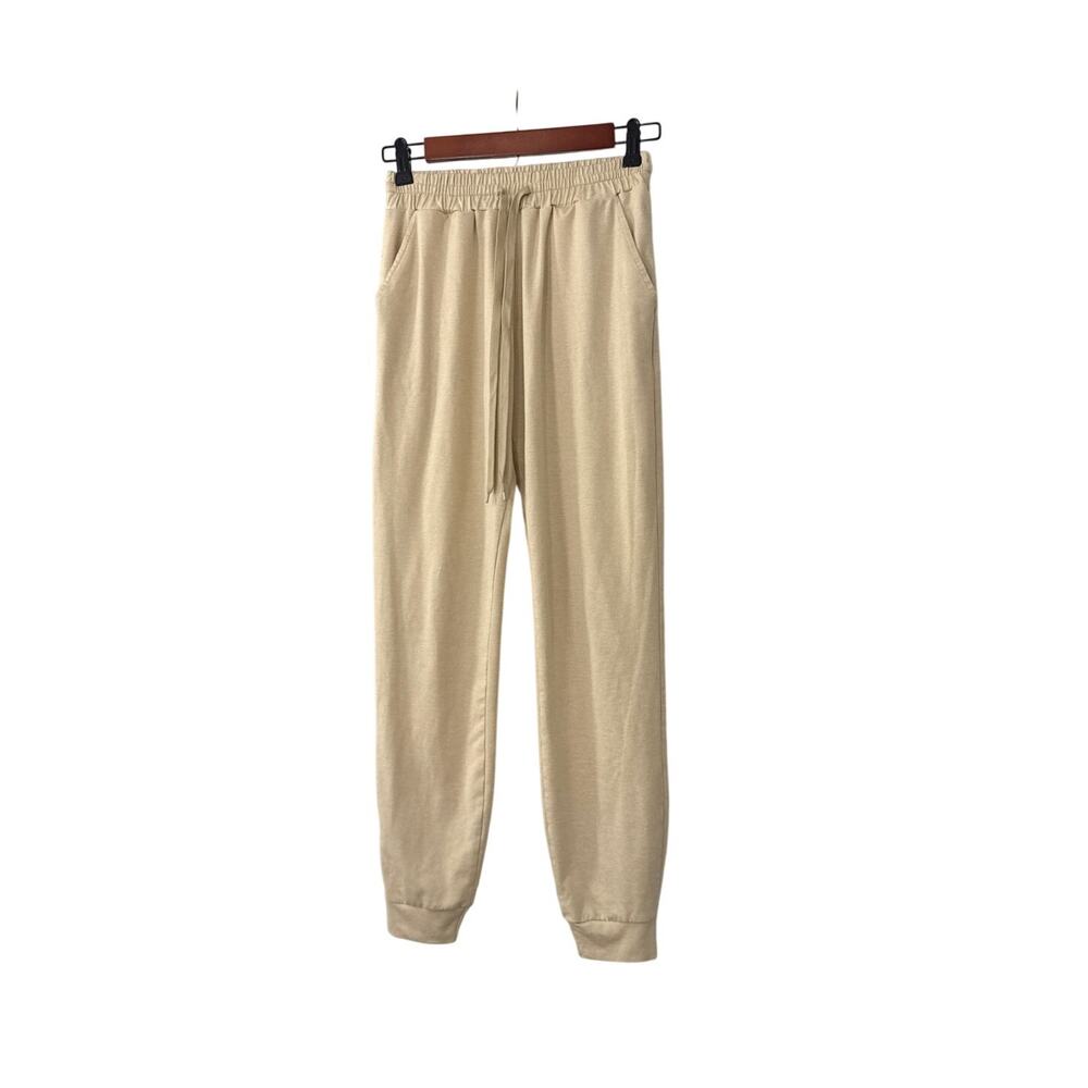 Shore Sweatpants Tan Cream Drawstring Casual Everyday Joggers Size Women's XS